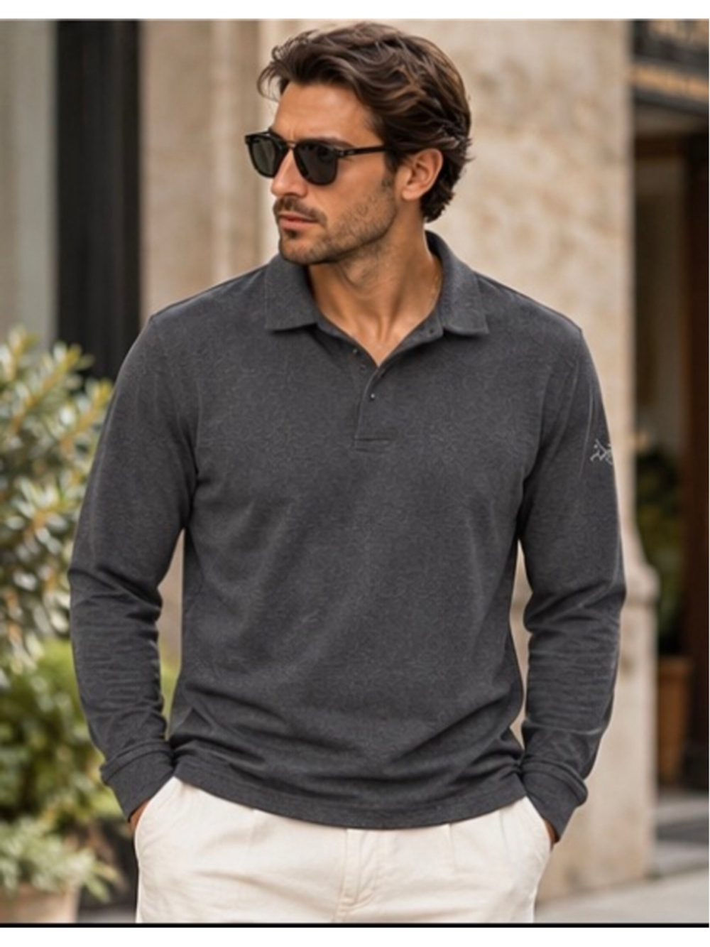 Men's Arc'teryx Long Sleeve Polo Shirt Grey Size M New